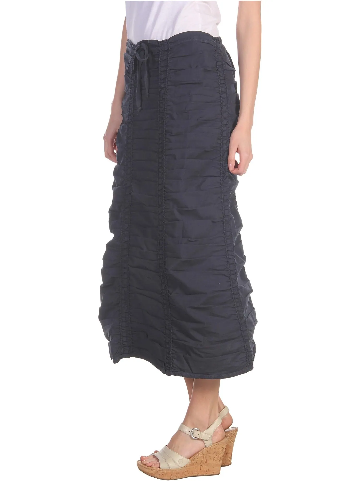 Юбка XCVI Stretch Poplin Double Shirred Panel Skirt — изображение 2 из 4, темно-синий