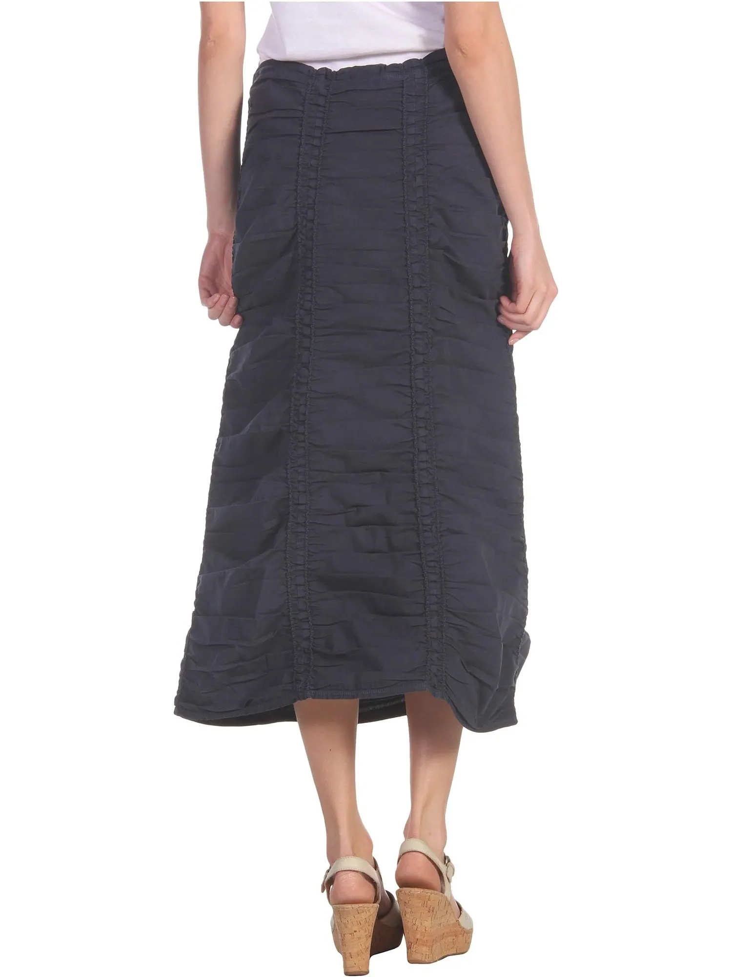 Юбка XCVI Stretch Poplin Double Shirred Panel Skirt — изображение 3 из 4, темно-синий