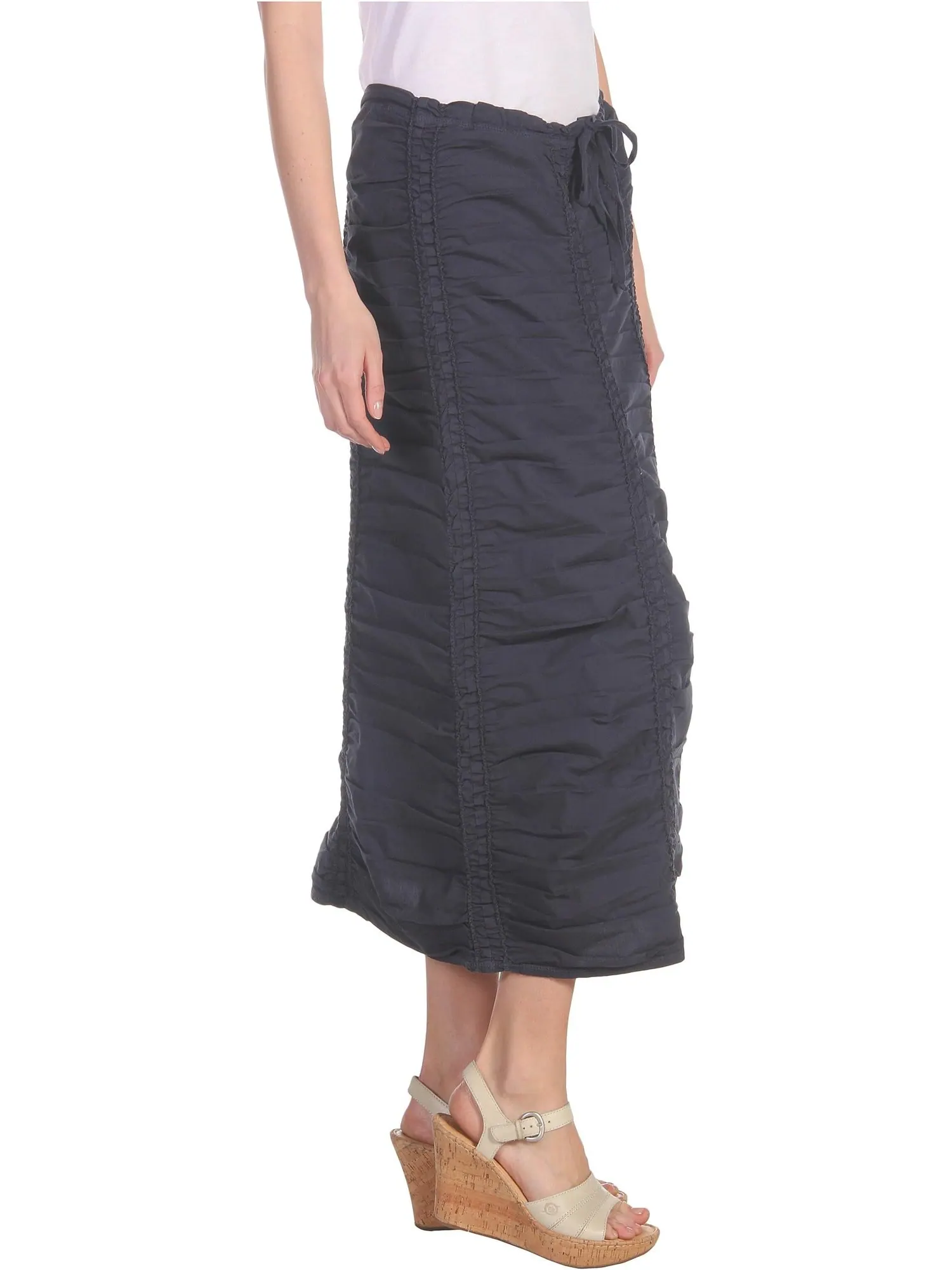 Юбка XCVI Stretch Poplin Double Shirred Panel Skirt — изображение 4 из 4, темно-синий
