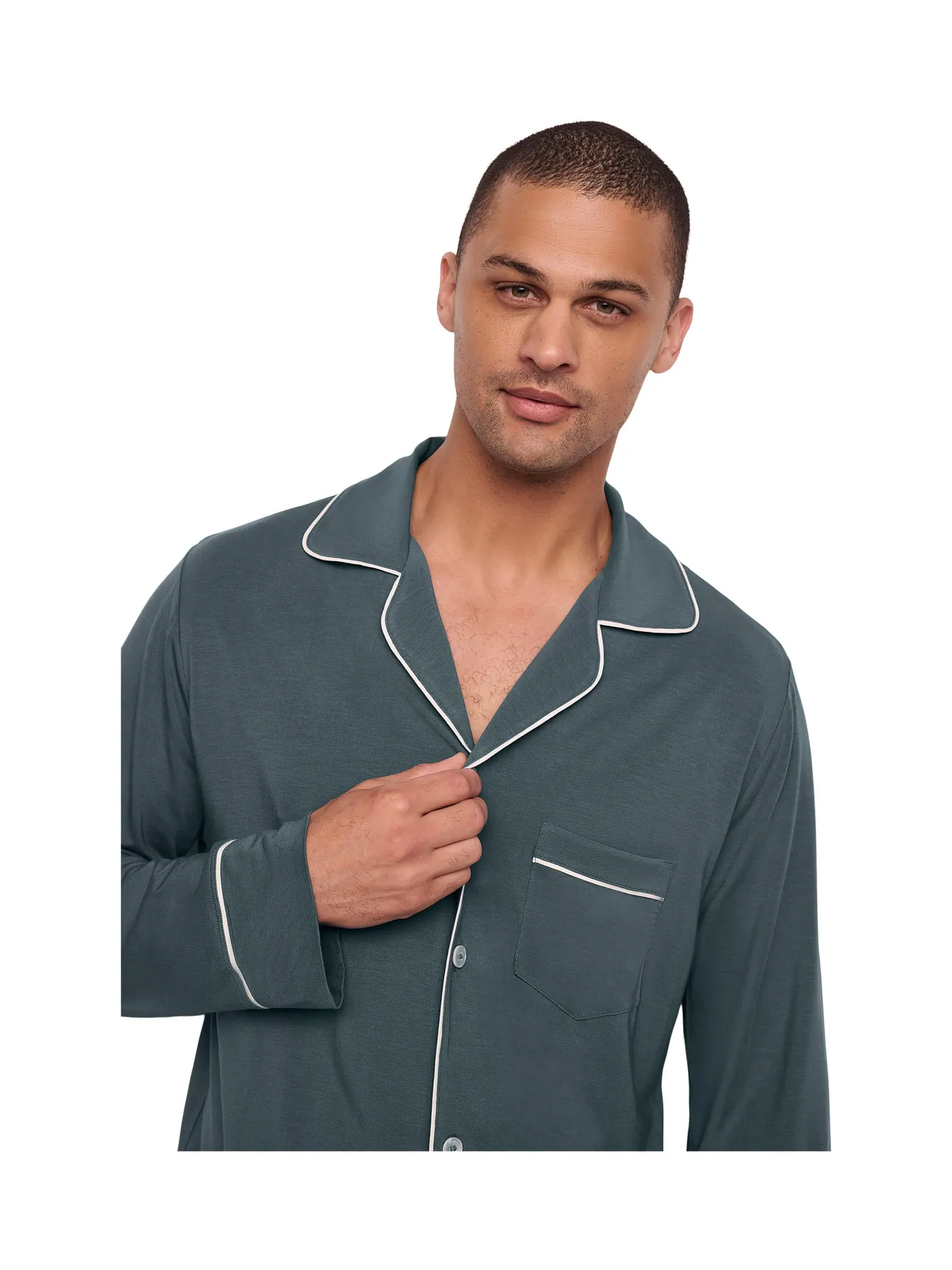 Пижама Eberjey The William Modal Long PJ Set — изображение 3 из 3, синий/слоновая кость