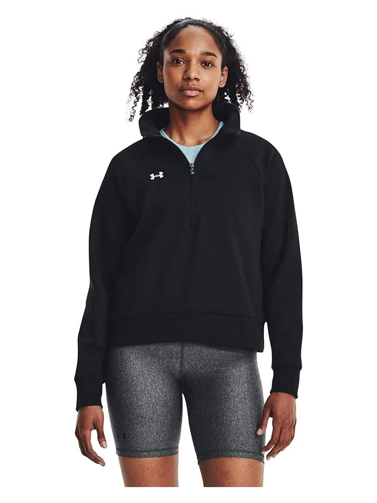 Толстовка Under Armour Rival Fleece 1/2 Zip — изображение 1 из 3, черный/белый