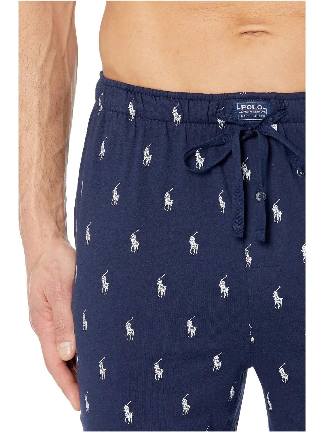 Пижамные брюки из трикотажного джерси с закрытым поясом Polo Ralph Lauren — изображение 4 из 4, темно-синий