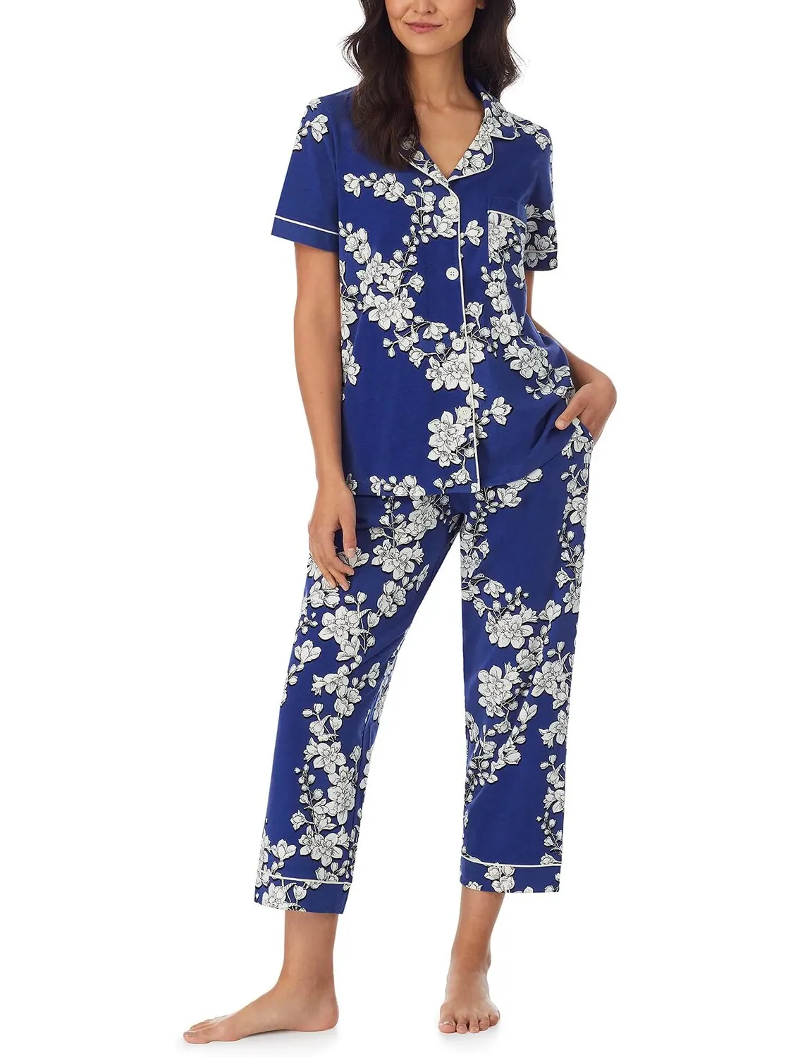 Укороченная пижама с короткими рукавами (хлопок и спандекс) Bedhead PJs — изображение 1 из 4, темно-синий