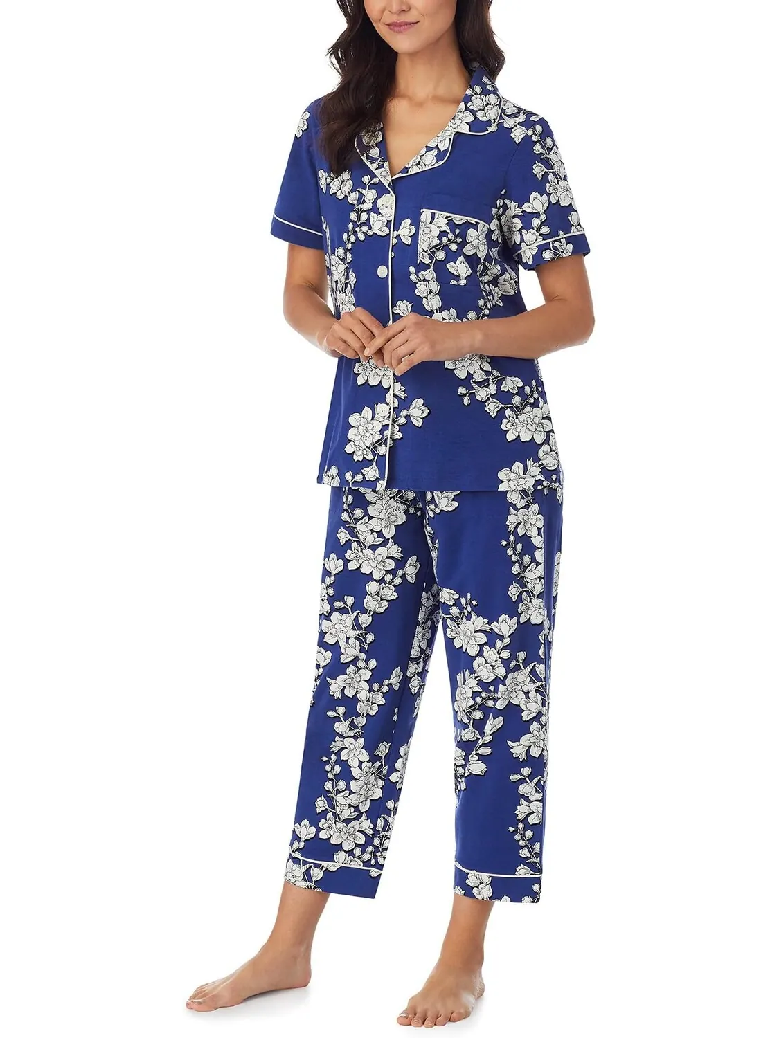 Укороченная пижама с короткими рукавами (хлопок и спандекс) Bedhead PJs — изображение 2 из 4, темно-синий
