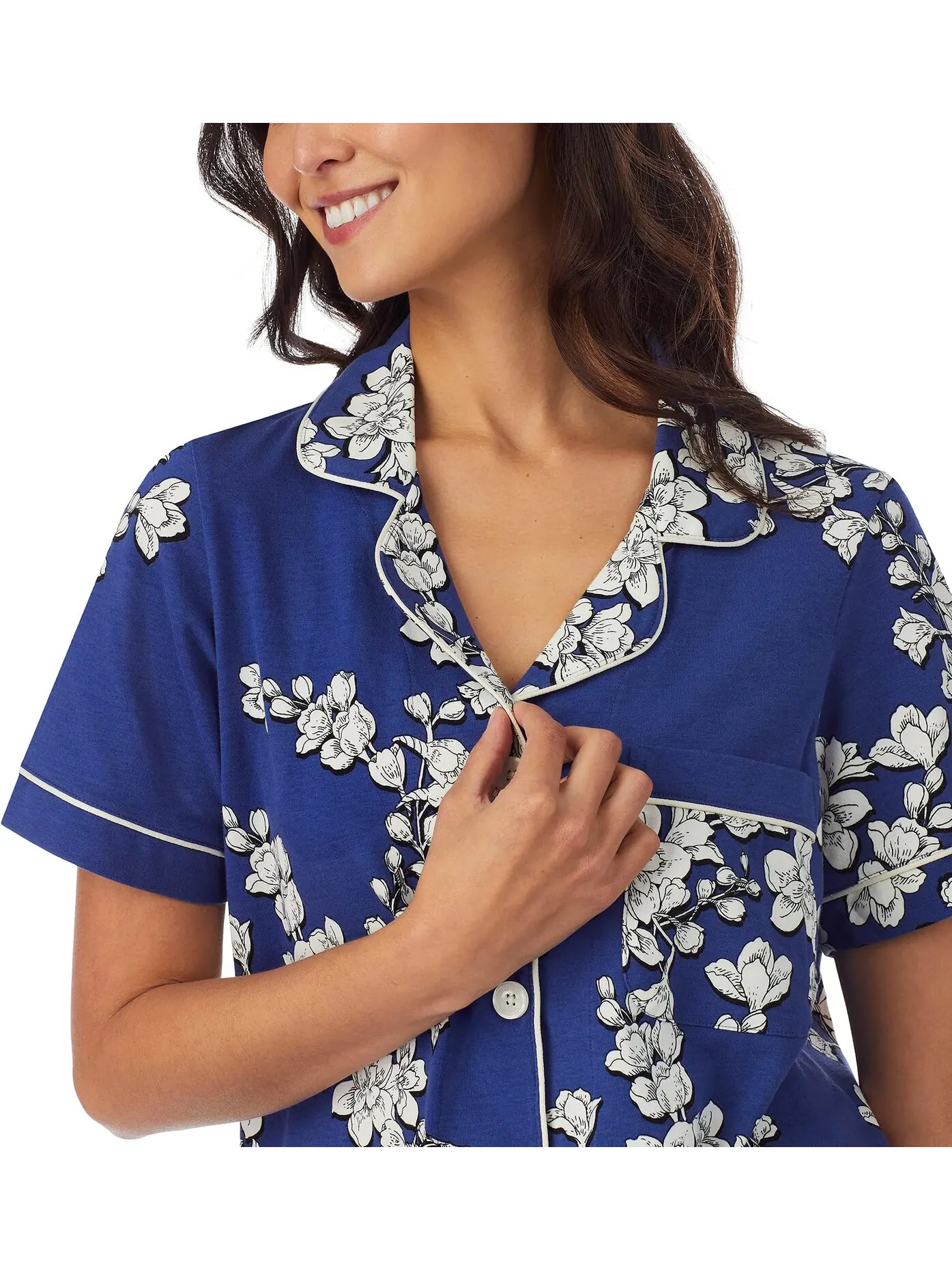 Укороченная пижама с короткими рукавами (хлопок и спандекс) Bedhead PJs — изображение 4 из 4, темно-синий