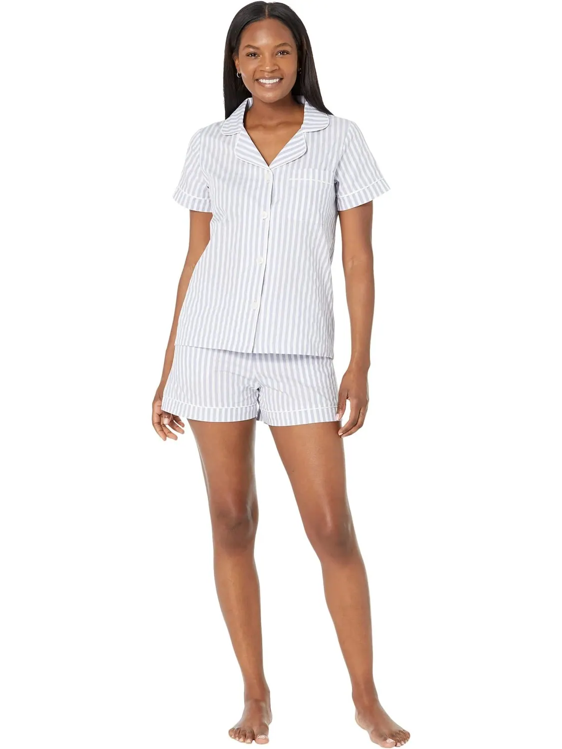 Короткий комплект из органического хлопка с короткими рукавами Bedhead PJs — синий