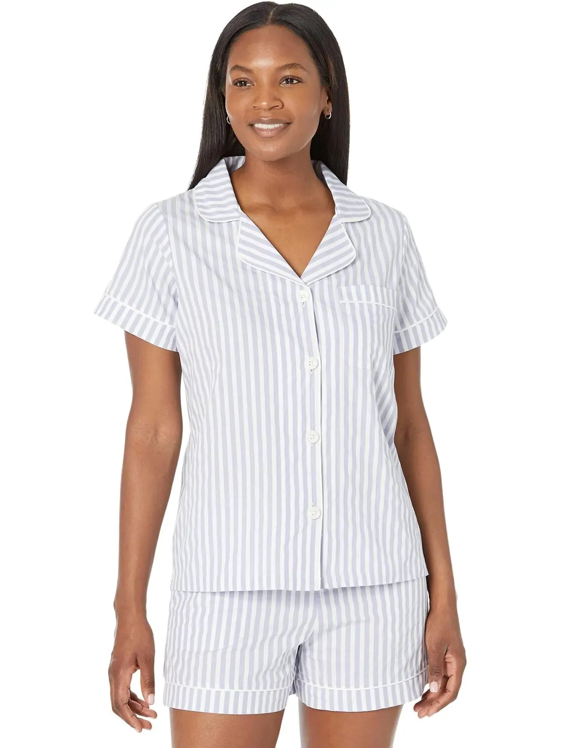 Короткий комплект из органического хлопка с короткими рукавами Bedhead PJs — изображение 2 из 6, синий