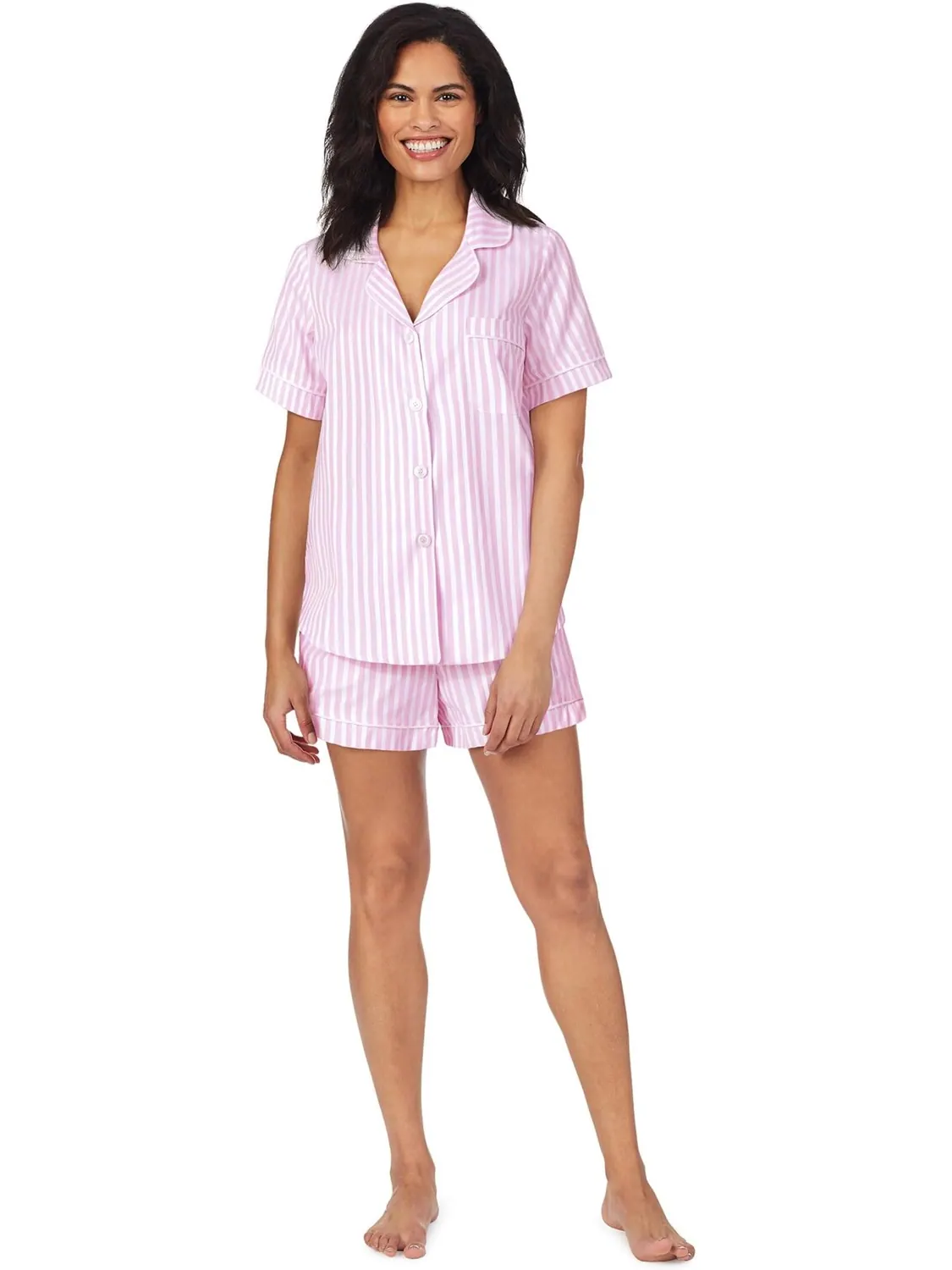 Короткий комплект из органического хлопка с короткими рукавами Bedhead PJs — розовый