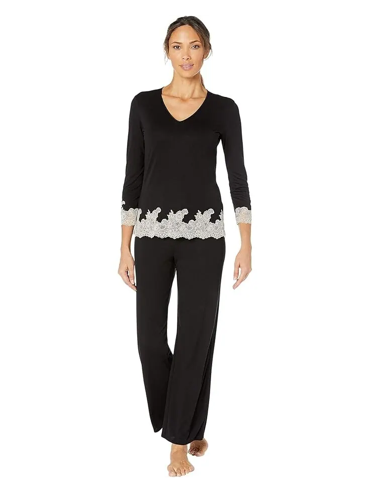 Пижама Natori Luxe Shangri-La Long Sleeve — изображение 1 из 4, черный