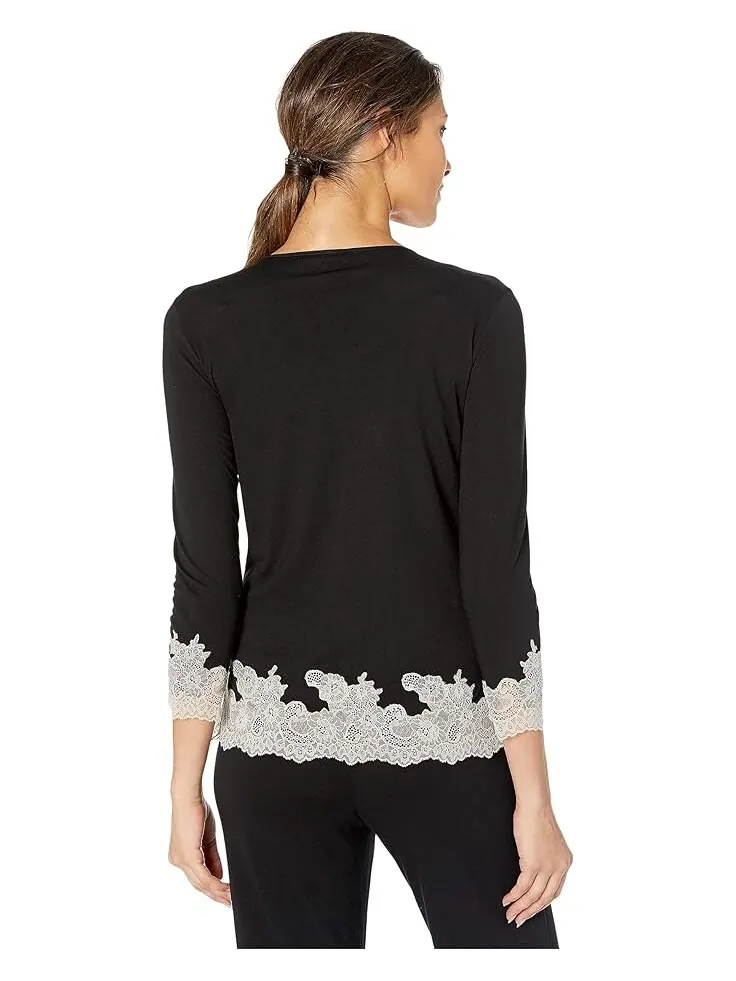 Пижама Natori Luxe Shangri-La Long Sleeve — изображение 3 из 4, черный