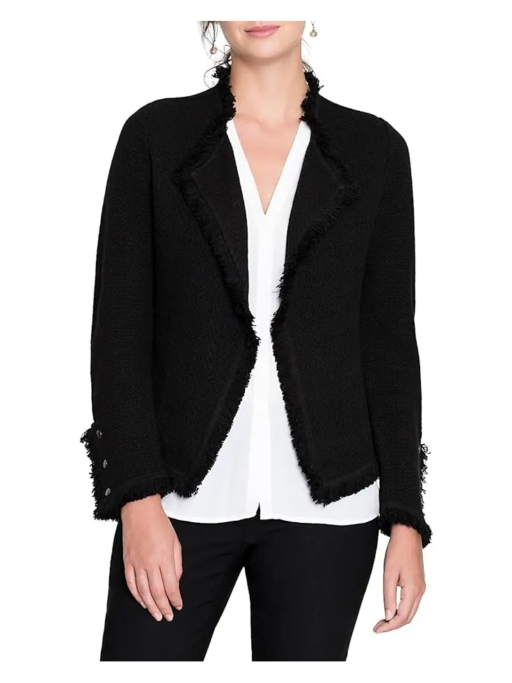 Куртка NIC+ZOE Fringe Mix Knit — изображение 1 из 3, черный