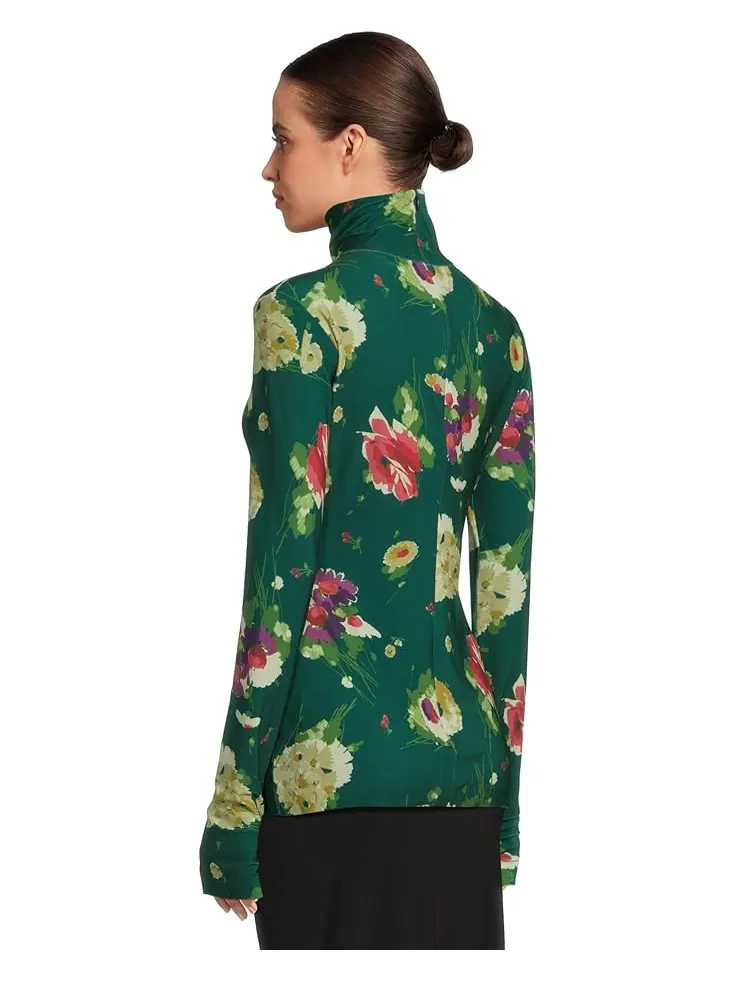 Женская водолазка Norma Kamali Slim Fit с длинным рукавом — изображение 3 из 5, зеленый мульти