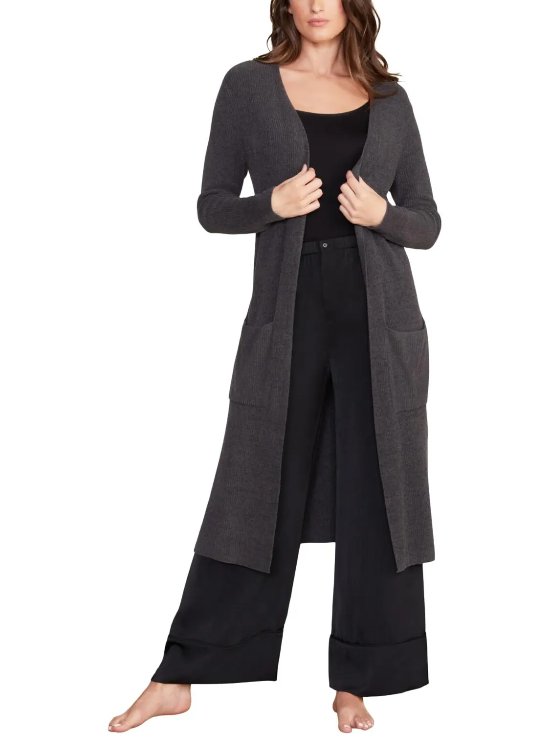 Свитер CozyChic Ultra Lite Long Cardigan Barefoot Dreams — изображение 1 из 3, угольный