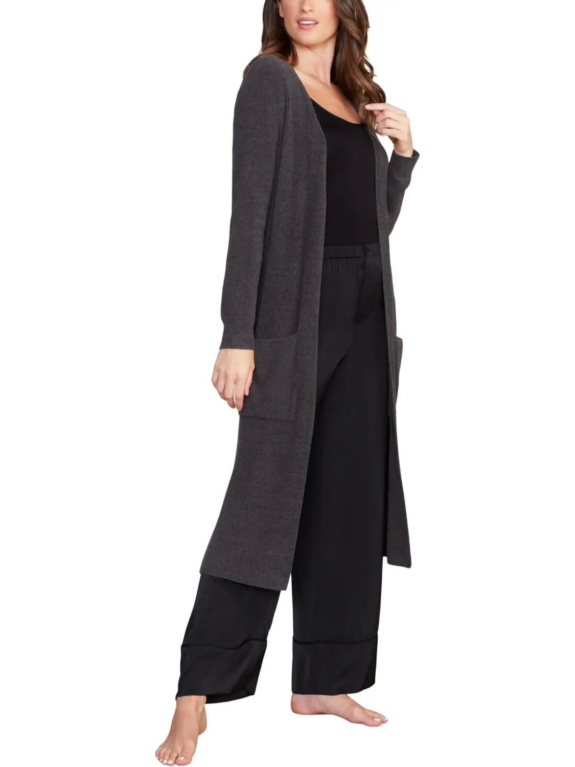 Свитер CozyChic Ultra Lite Long Cardigan Barefoot Dreams — изображение 2 из 3, угольный