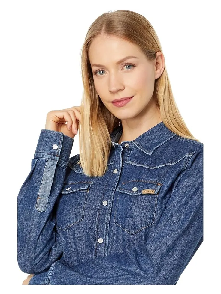 Рубашка Ariat Farriday Denim — изображение 3 из 4, синий