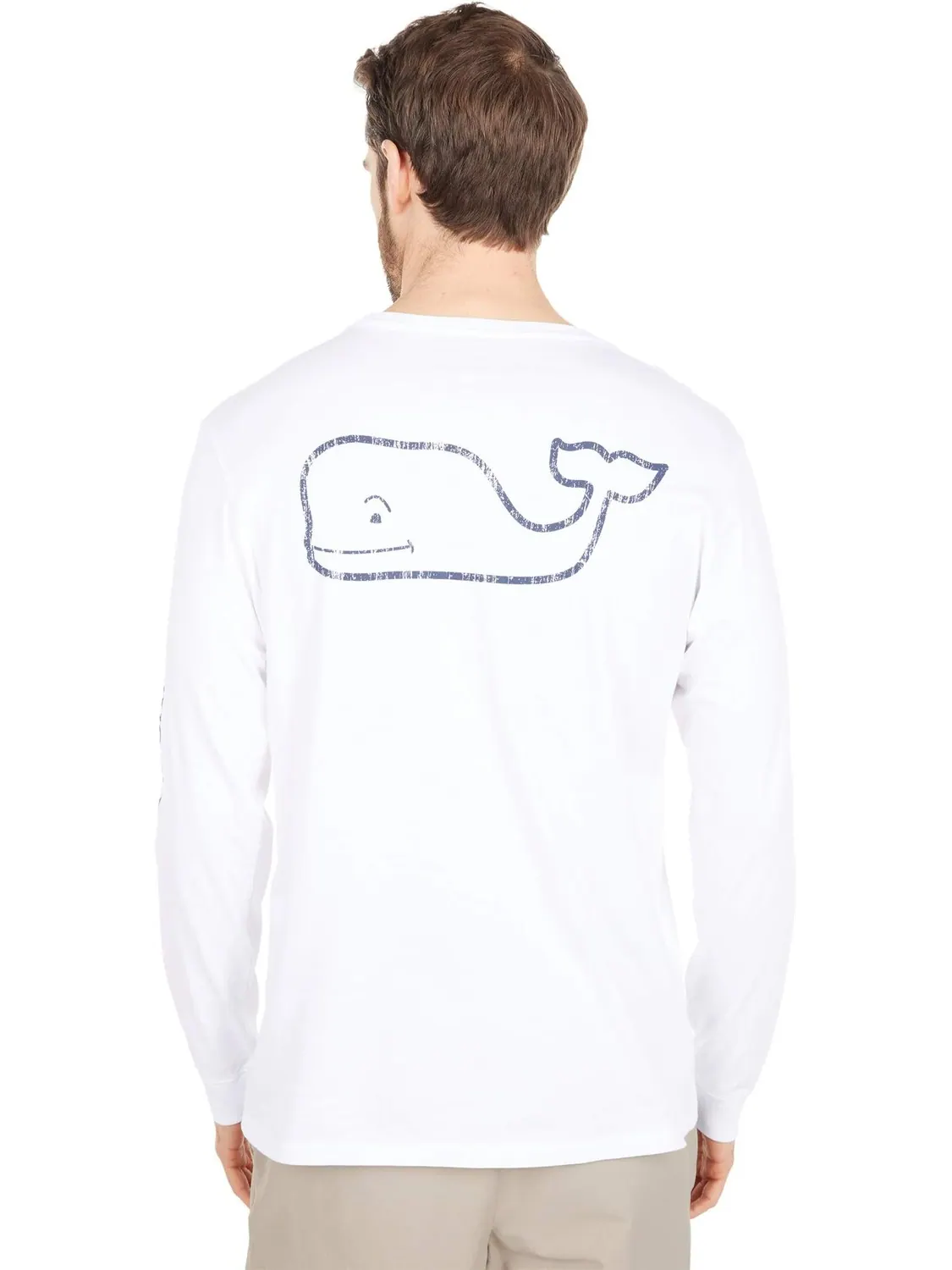 Винтажная футболка с длинным рукавом и карманом «Кит» Vineyard Vines — изображение 1 из 4, белый