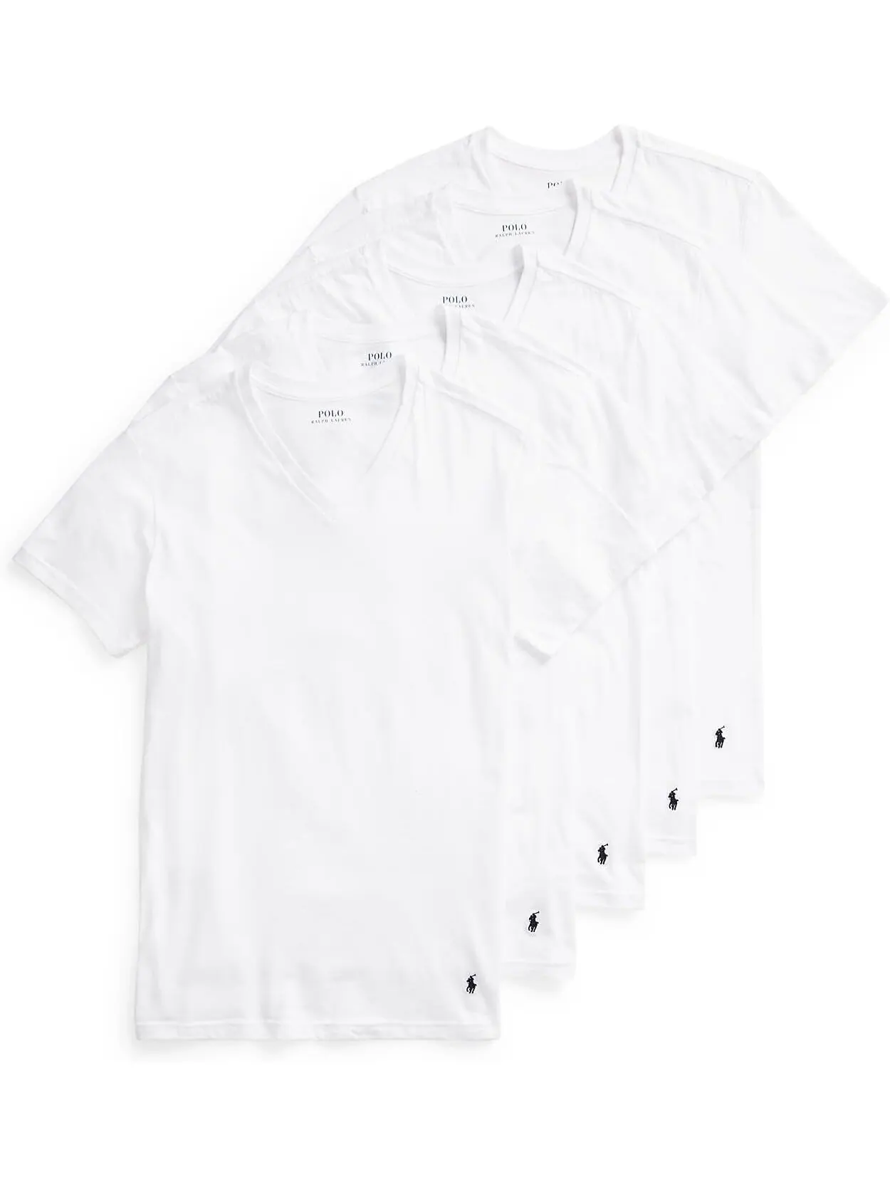 Топ 5-Pack Slim Fit V-Necks Polo Ralph Lauren — изображение 1 из 1, белый/темно-синий