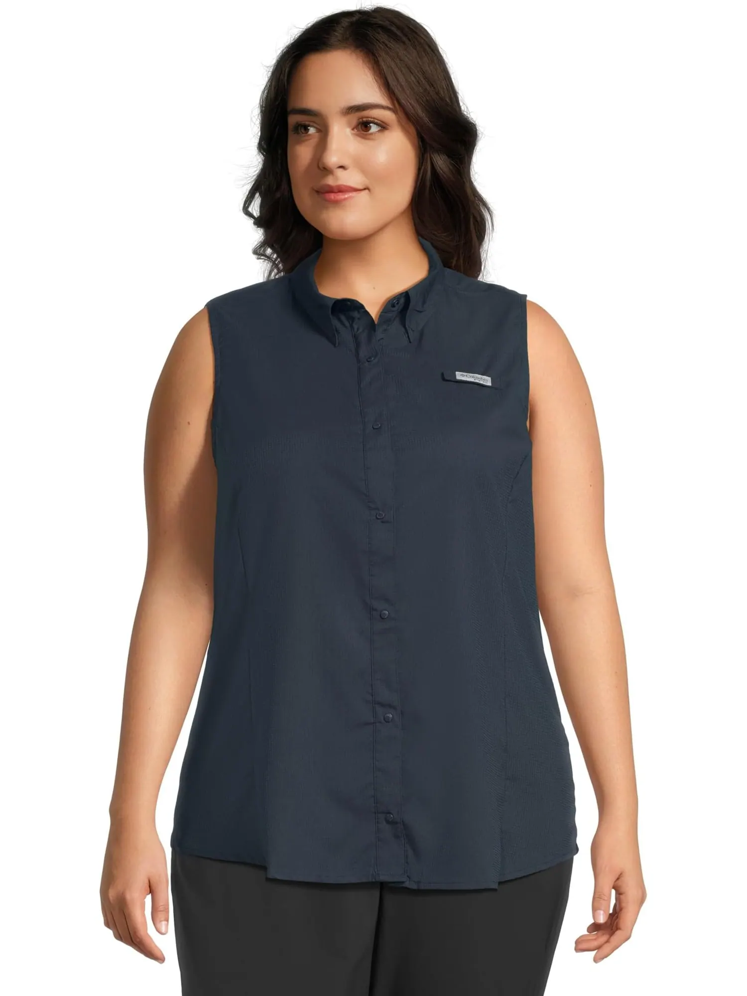 Рубашка Columbia Plus Size Tamiami Sleeveless Shirt — изображение 1 из 5, темно-синий