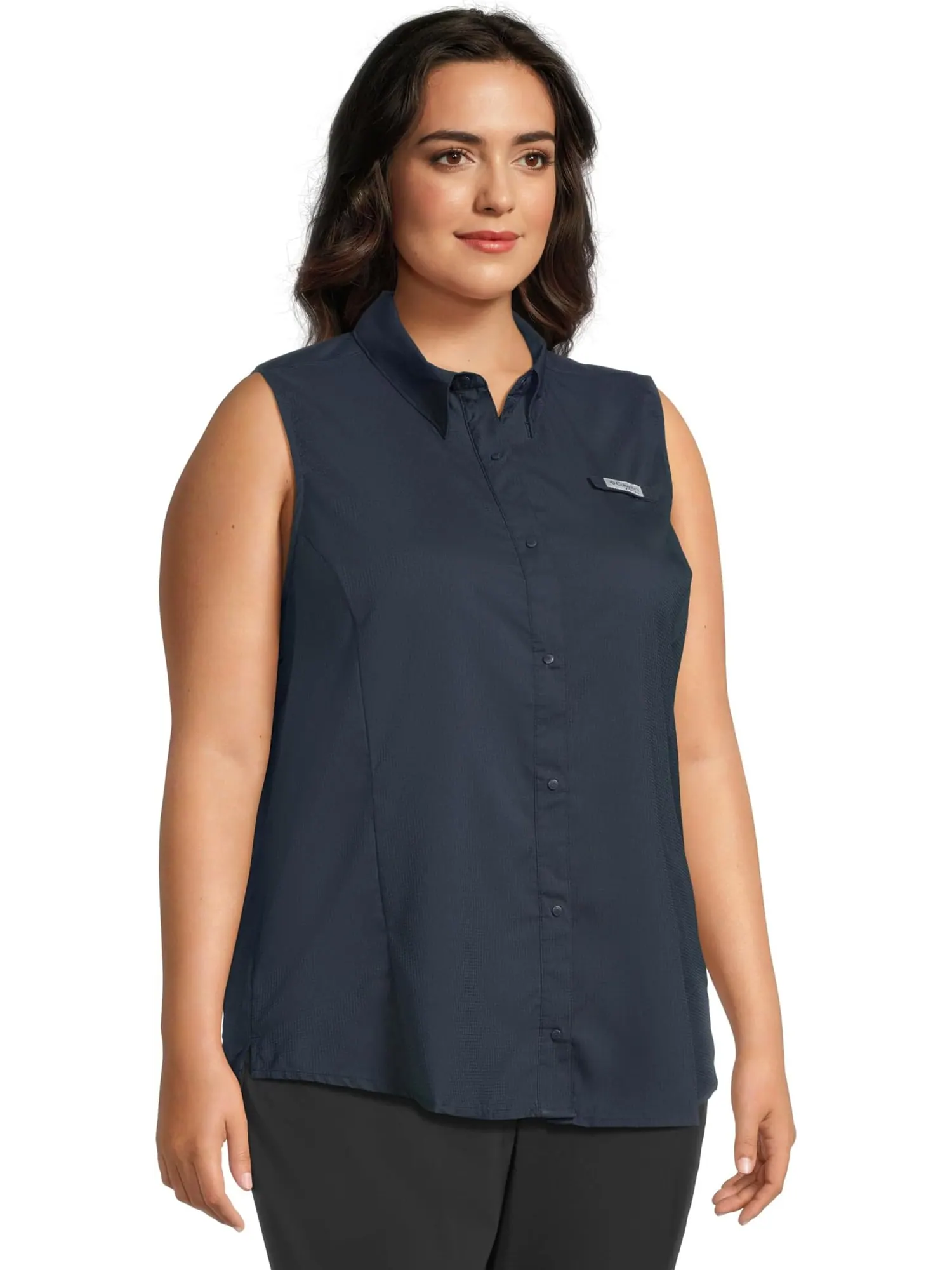 Рубашка Columbia Plus Size Tamiami Sleeveless Shirt — изображение 2 из 5, темно-синий