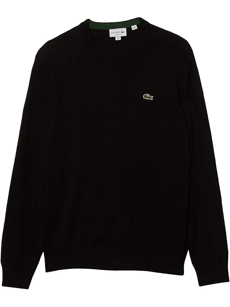 Свитер Lacoste Long Sleeve Crew Neck Sweater, повседневный свитер — изображение 1 из 3, черный