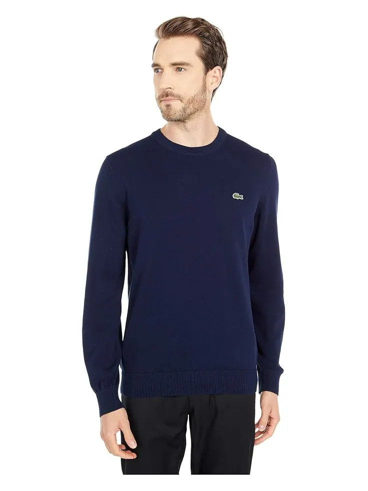 Свитер Lacoste Jersey Crew Neck, трикотаж для повседневной носки — изображение 1 из 4, темно-синий