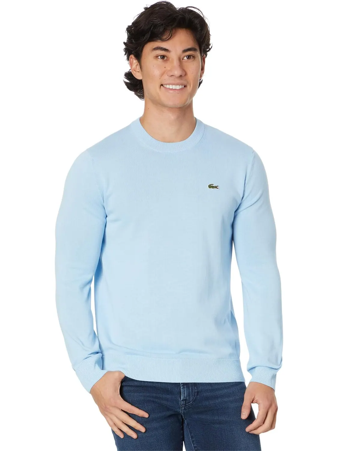 Свитер Lacoste, мужской, круглый вырез — изображение 1 из 4, серебристый