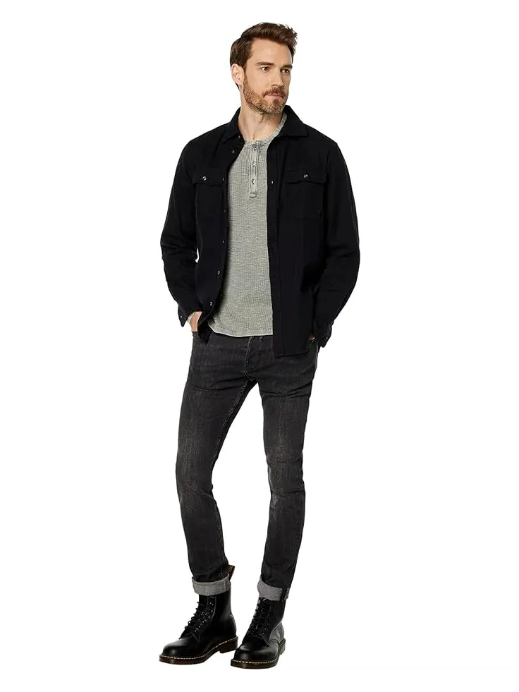 Свитер John Varvatos Memphis Waffle Henley in Fadeaway Wash Y1891X88 — изображение 4 из 4, серый