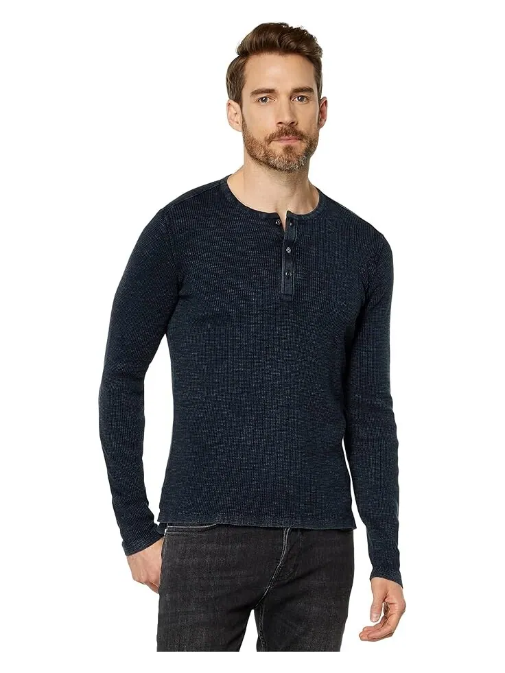 Свитер John Varvatos Memphis Waffle Henley in Fadeaway Wash Y1891X88 — изображение 1 из 4, темно-синий