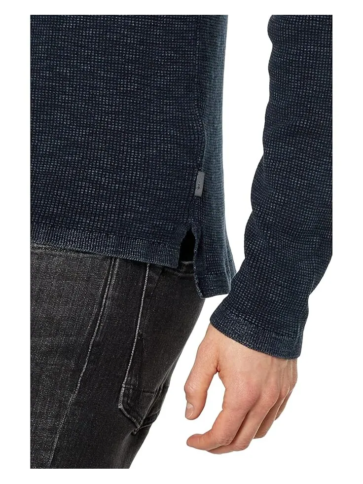 Свитер John Varvatos Memphis Waffle Henley in Fadeaway Wash Y1891X88 — изображение 3 из 4, темно-синий