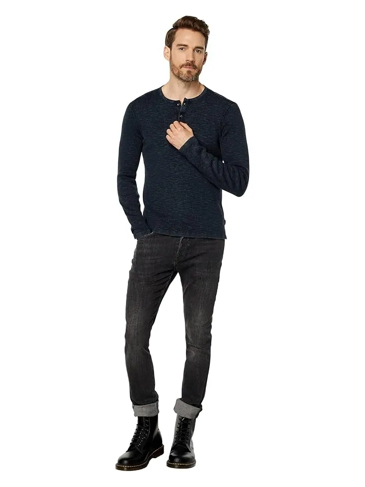 Свитер John Varvatos Memphis Waffle Henley in Fadeaway Wash Y1891X88 — изображение 4 из 4, темно-синий