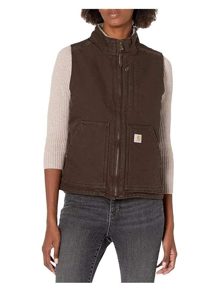 Утепленный жилет Carhartt OV277 Sherpa Lined Mock Neck — изображение 1 из 2, коричневый