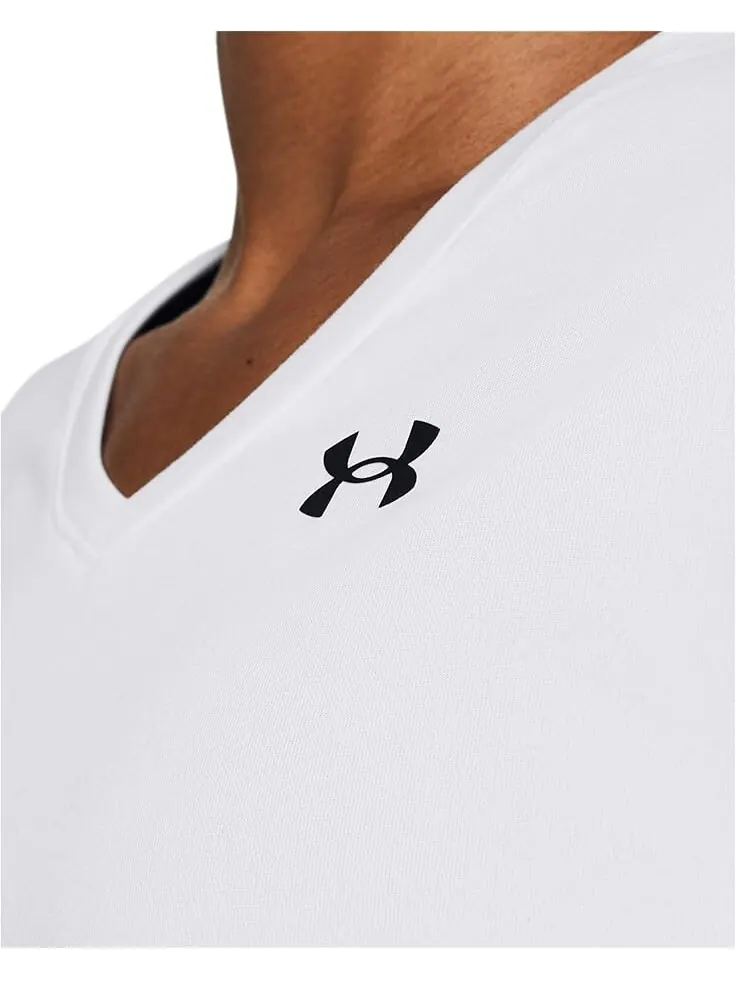 Футболка Under Armour Tech Short Sleeve V-Neck Solid — изображение 3 из 4, белый/черный