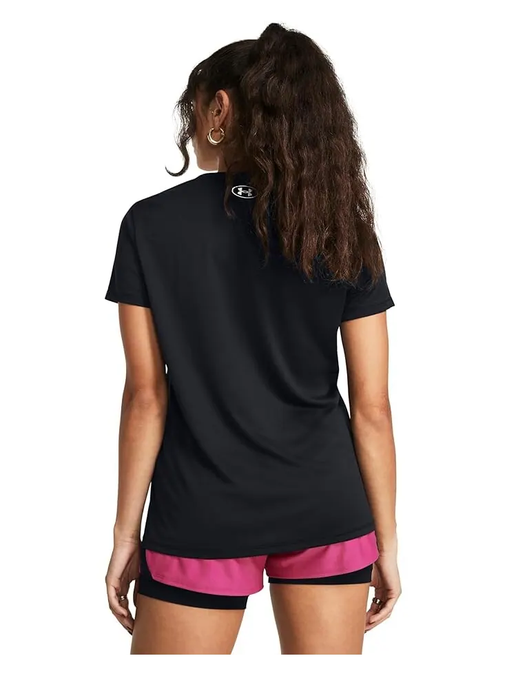Футболка Under Armour Tech Short Sleeve V-Neck Solid — изображение 2 из 2, черный/белый