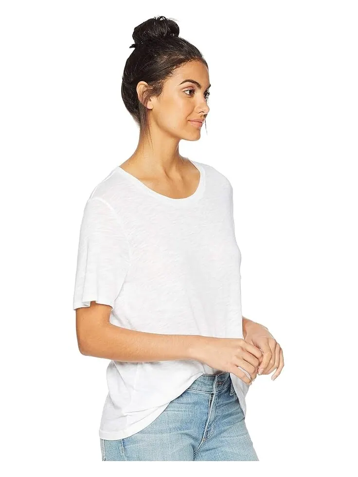 Футболка Splendid Zoe Short Sleeve Cotton Modal Slub Crew Neck — изображение 4 из 4, белый