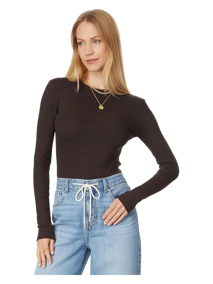 Лонгслив Madewell Modal Rib Long Sleeve Crew Neck — изображение 1 из 4, карабовый