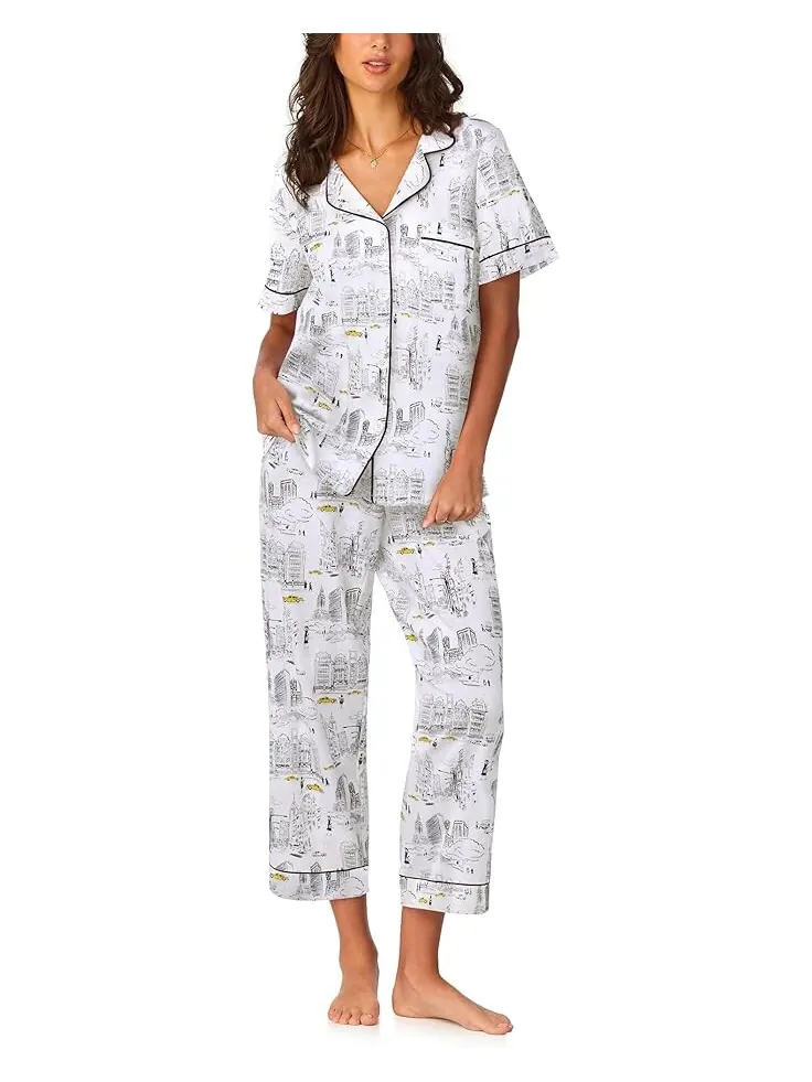 Пижама Bedhead PJs Short Sleeve Cotton Knit Cropped Pajama Set — черный