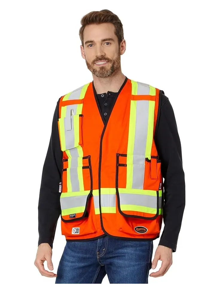 Утепленный жилет Unisex Pioneer 7732U 88/12 7 oz. Surveyor Vest High-Visibility — изображение 1 из 6, оранжевый