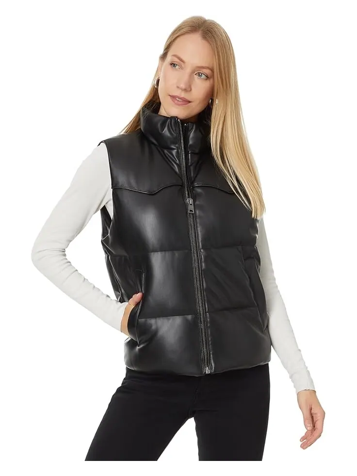 Утепленный жилет Levi's Faux Leather Puffer Vest — изображение 1 из 4, черный