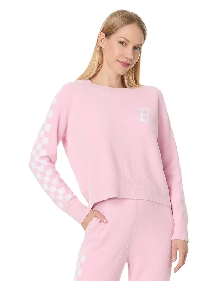 Свитер Barefoot Dreams CozyChic Ultra Lite Checkered Barbie Pullover — изображение 1 из 4, розовый