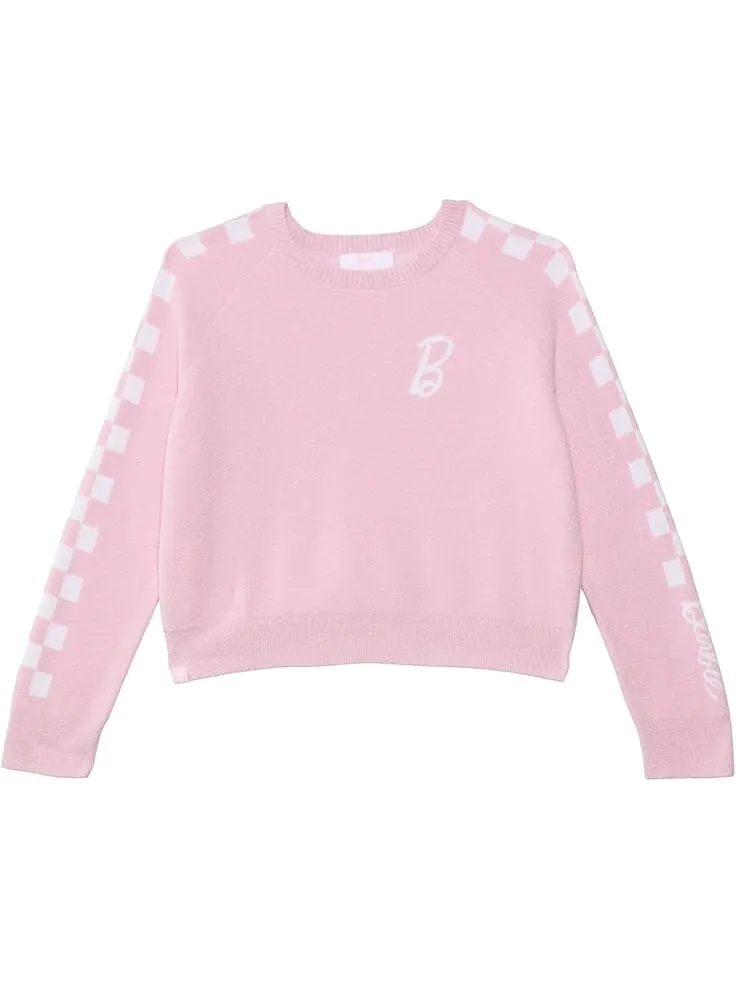 Пуловер Barefoot Dreams Kids CozyChic Ultra Lite Youth Checkered Barbie Pullover — изображение 1 из 1, розовый