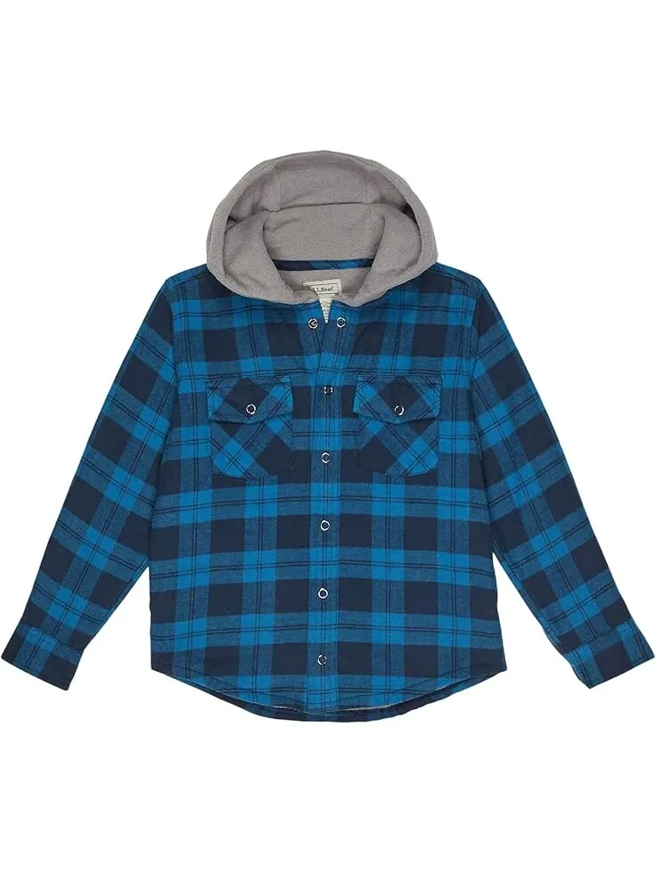 Рубашка L.L.Bean Fleece Lined Flannel Shirt Hooded Plaid — 1