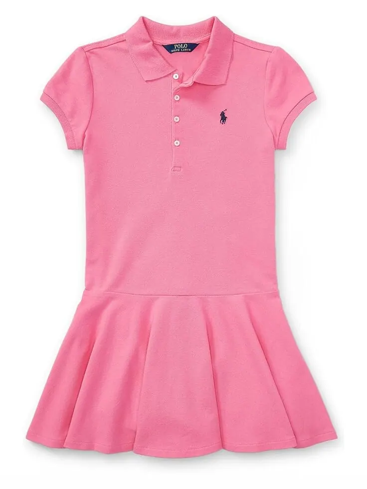 Платье Polo Ralph Lauren Kids Short-Sleeve Polo Dress — изображение 1 из 3, розовый