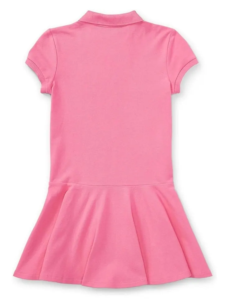 Платье Polo Ralph Lauren Kids Short-Sleeve Polo Dress — изображение 2 из 3, розовый