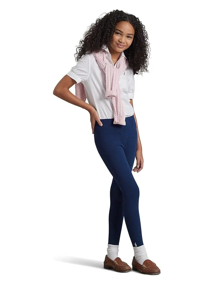 Брюки Polo Ralph Lauren Kids Stretch Cotton Legging — изображение 3 из 3, темно-синий
