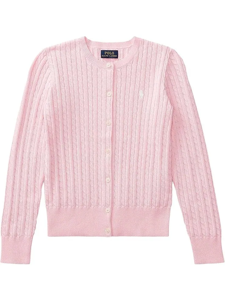 Свитер Polo Ralph Lauren Kids Cable Knit Cotton Cardigan — изображение 1 из 3, розовый
