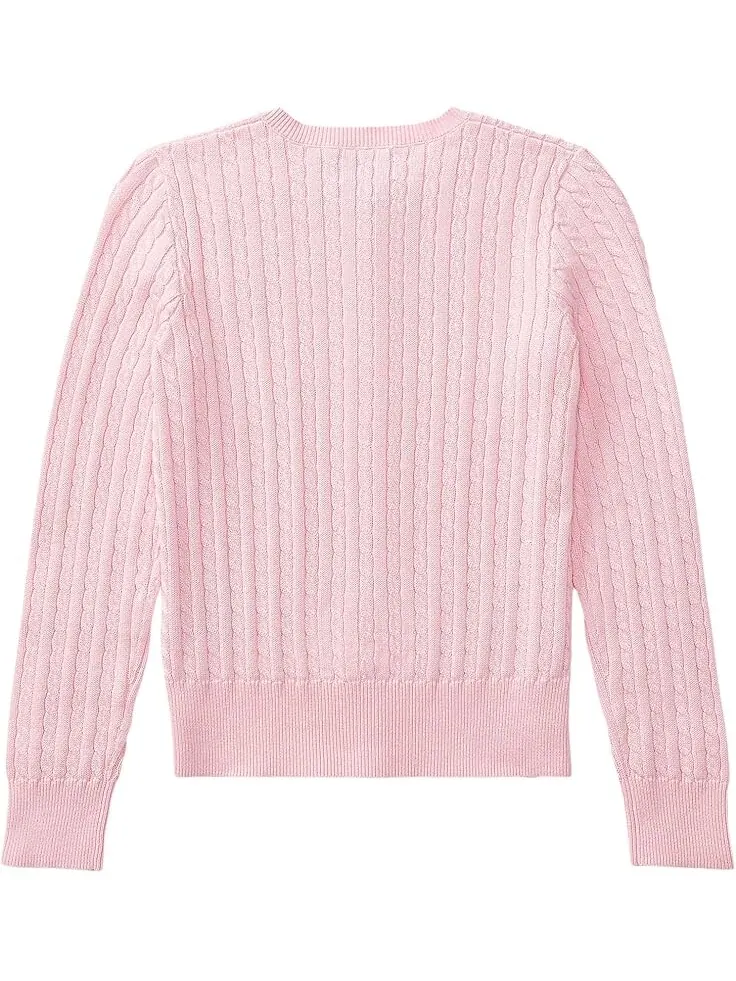 Свитер Polo Ralph Lauren Kids Cable Knit Cotton Cardigan — изображение 2 из 3, розовый