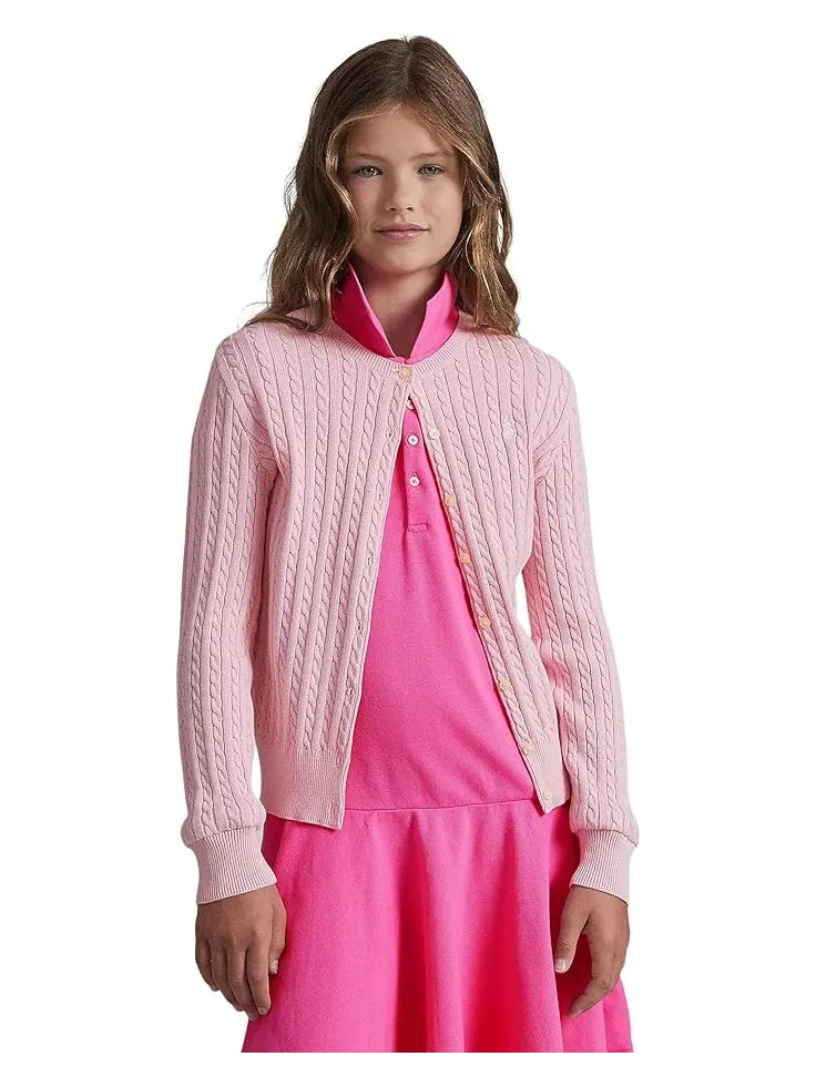 Свитер Polo Ralph Lauren Kids Cable Knit Cotton Cardigan — изображение 3 из 3, розовый