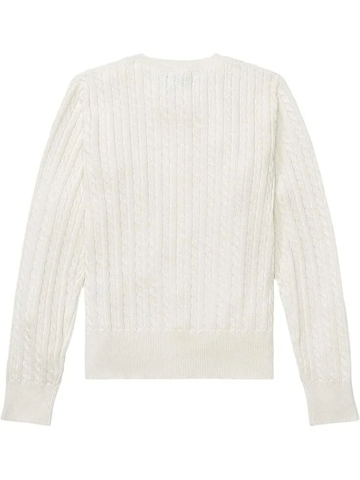 Свитер Polo Ralph Lauren Kids Cable Knit Cotton Cardigan — изображение 2 из 2, белый/розовый