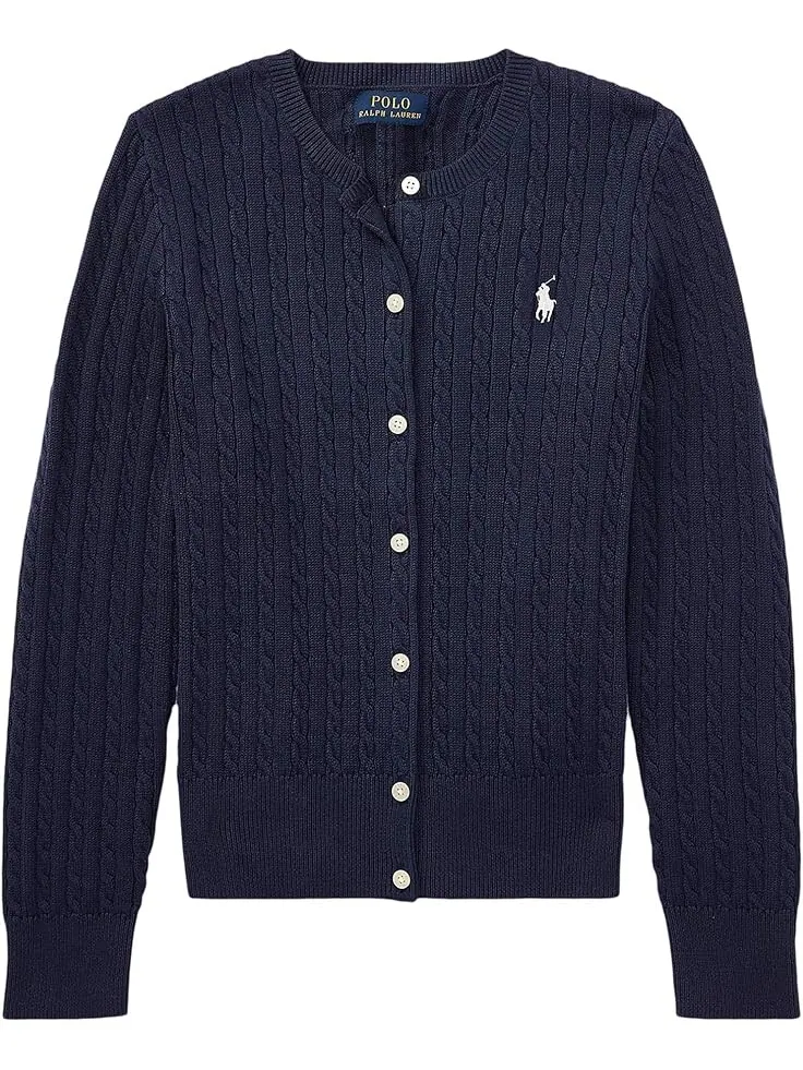 Свитер Polo Ralph Lauren Kids Cable Knit Cotton Cardigan — изображение 1 из 2, темно-синий/розовый