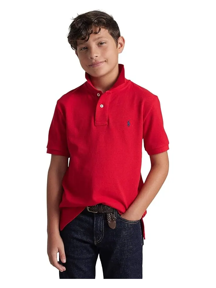 Поло Polo Ralph Lauren Kids Cotton Mesh Polo Shirt — изображение 3 из 3, красный